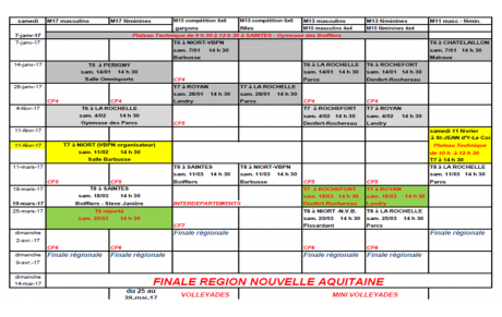 Calendrier 2017 Tournois Jeunes